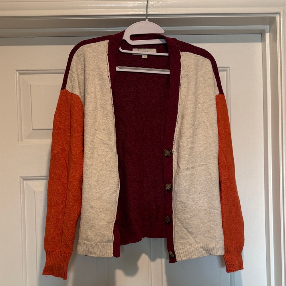 LOFT Multicolor Cardigan Sweater